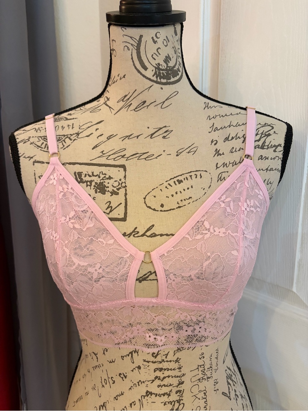 Auden Lace Bralette with Keyhole Detail - Pink
